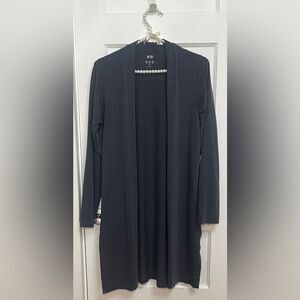 Uniqlo AIRism long open-front grayish blue cardigan   UV Protection Size XS